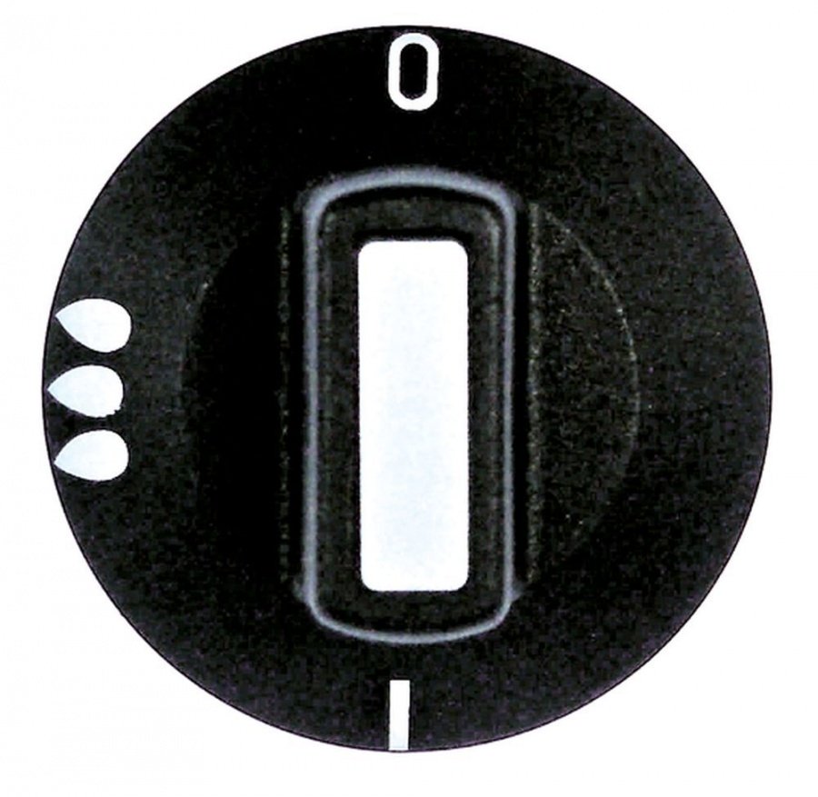 knob 0-SCHMELZEN-1 ø 50mm shaft ø 6x4,6mm shaft flat upper black