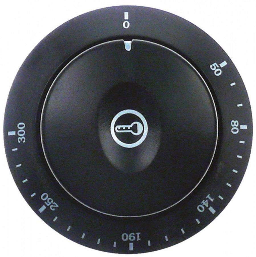 knob thermostat 50-300°C ø 70mm shaft ø 6x4,6mm shaft flat upper black