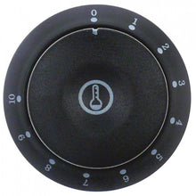 knob thermostat 1-10 ø 58mm shaft ø 6x4,6mm shaft flat bottom black