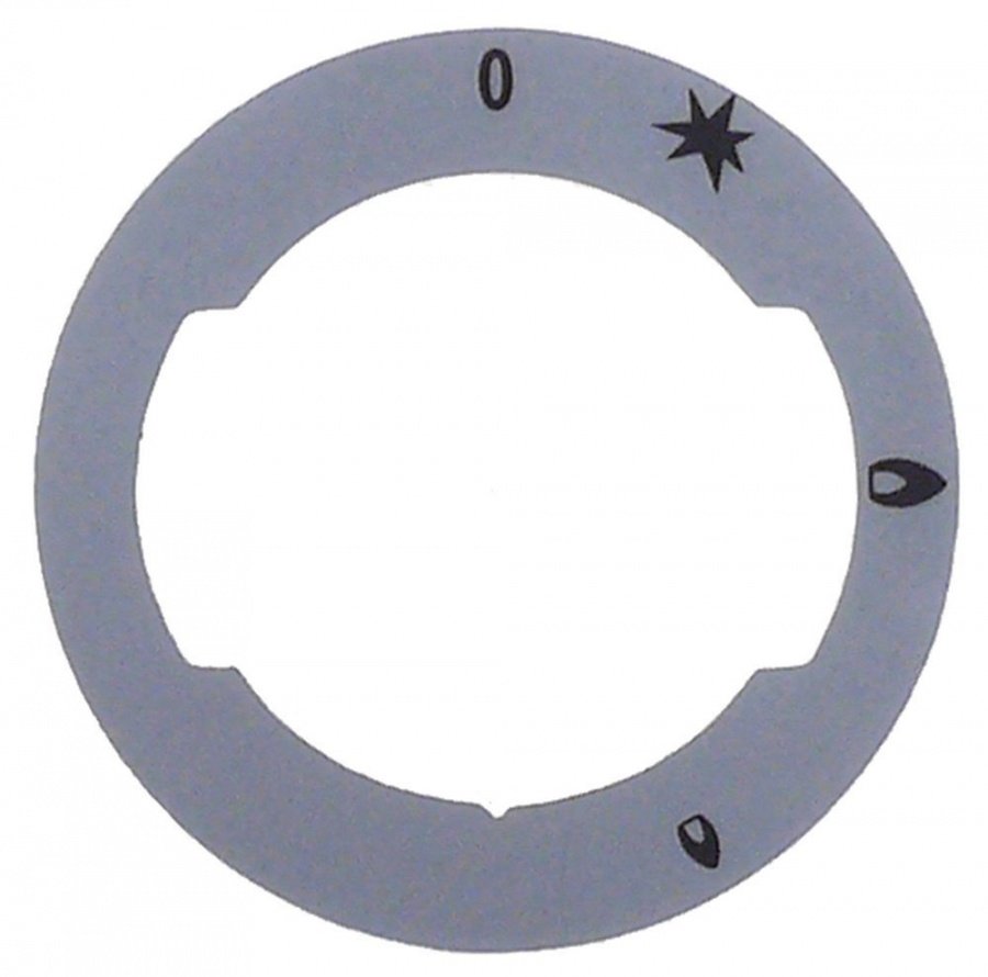 Disc cu simboluri pentru buton robinet de gaz, ext. ø 62 mm, int. ø 42 mm, gri - 112669