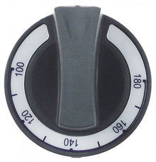 knob thermostat t.max. 180°C 100-180°C ø 60mm shaft ø 6x4,6mm shaft flat upper grey