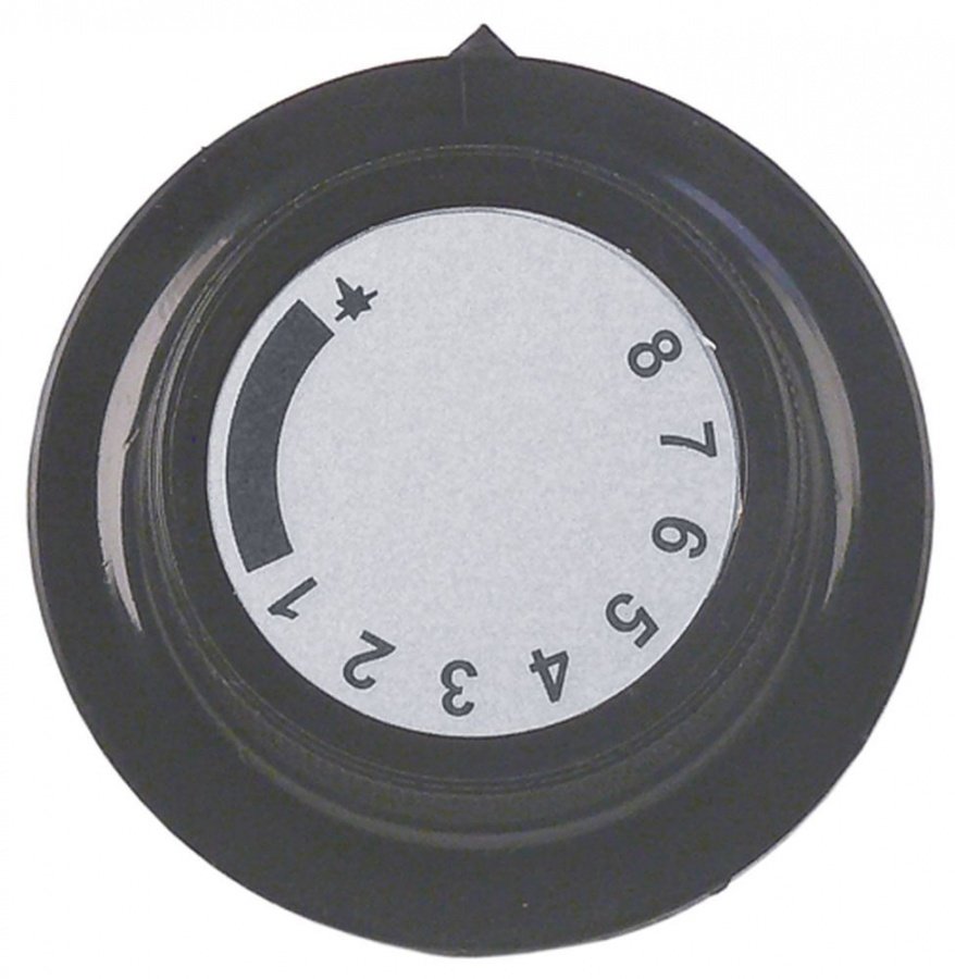 Buton robinet de gaz termostatic cu marcaje 1-8, ø 55,5 mm, ax ø 6x4,6 mm - 112684