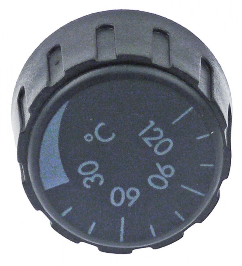 knob thermostat t.max. 120°C 0-120°C ø 36mm shaft ø 6x4,6mm shaft flat upper black