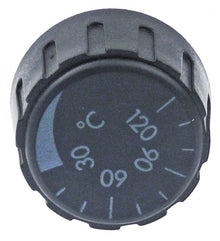 knob thermostat t.max. 120°C 0-120°C ø 36mm shaft ø 6x4,6mm shaft flat upper black