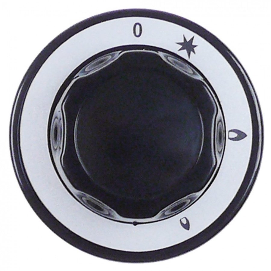 knob gas tap with ignition flame ø 70mm shaft ø 10x8mm shaft flat universal black