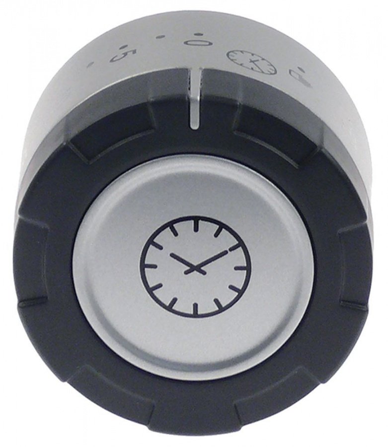 knob timer 0-60min ø 55mm shaft ø 6mm shaft flat upper silver