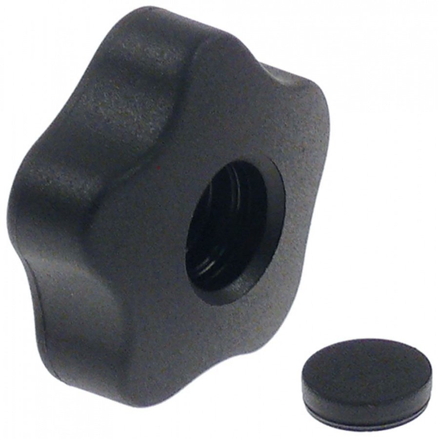 buton/maner stelat 6x6 ø 50mm L 18mm negru plastic