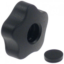 buton/maner stelat 6x6 ø 50mm L 18mm negru plastic