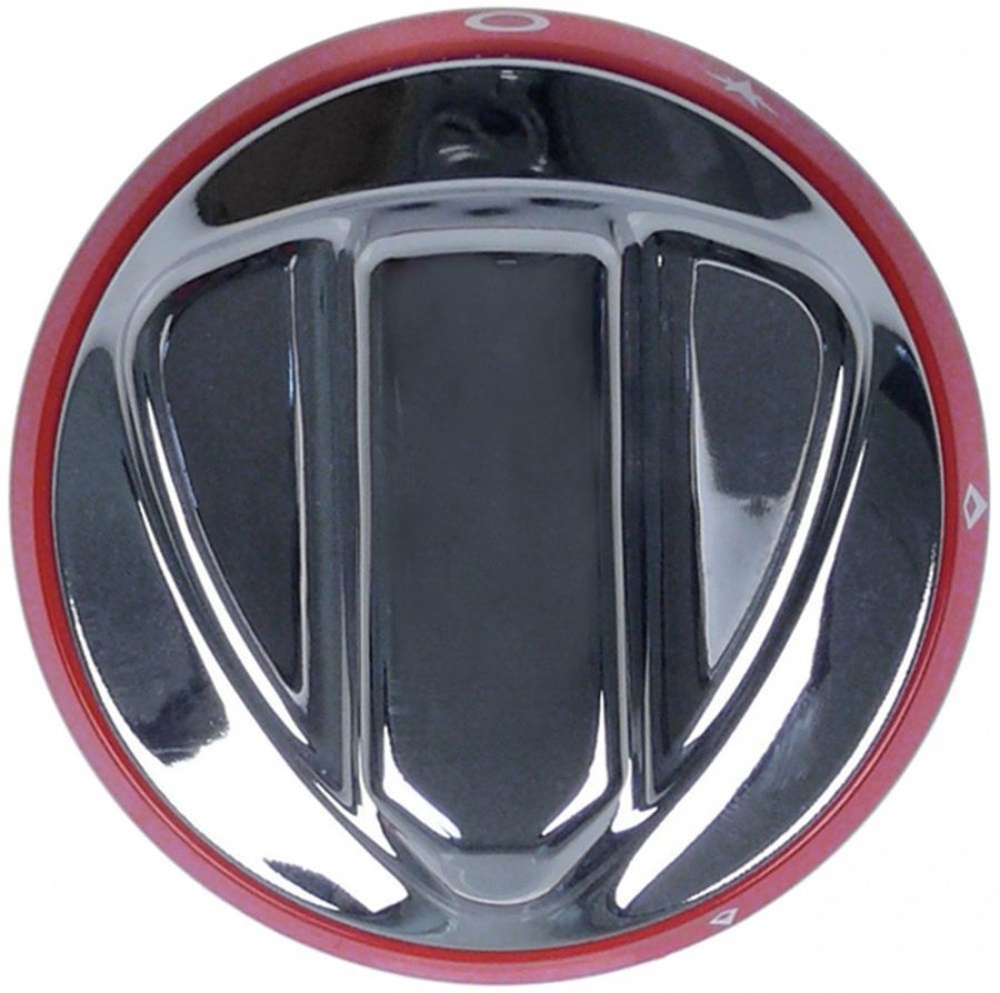 Buton gaz 3015730, 3015731, ø 72 mm, ax ø 10x8 mm, culoare crom si rosu, cu simboluri - 112798