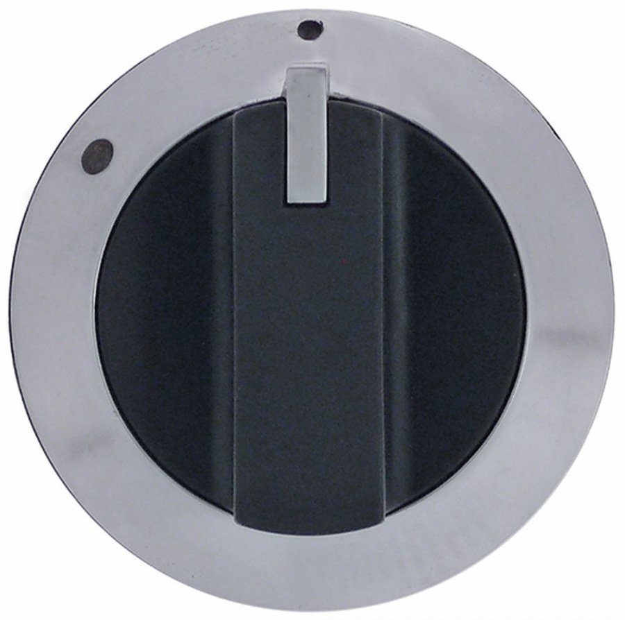 buton poziție zero ø 75mm ax ø 6x4,6mm aplatizare sus argint/negru