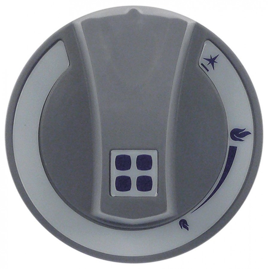 buton robinet de gaz cu flacără de aprindere ø 70mm ax ø 8x6mm aplatizare sus gri