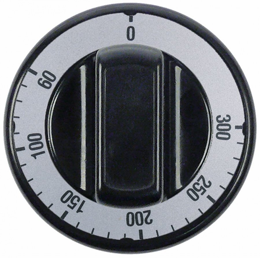 buton termostat T.max. 300°C 50-300°C ø 70mm ax ø 6x4,6mm aplatizare universal negru/argintiu