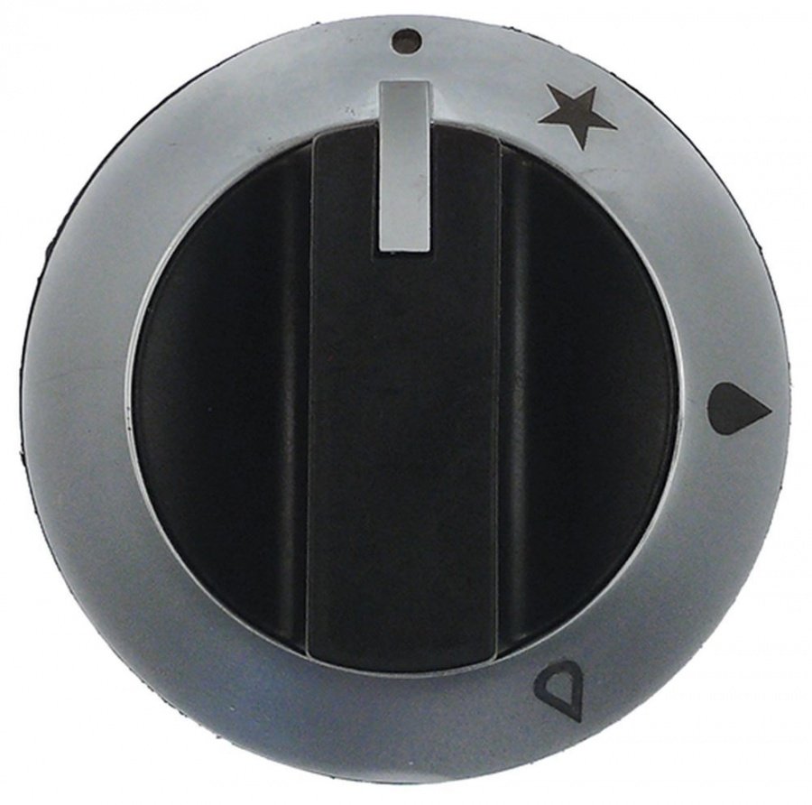 buton robinet de gaz cu flacără de aprindere T.max.°C ø 75mm ax ø 8x6mm negru/argintiu