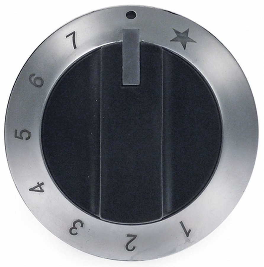 buton robinet de gaz ø 75mm ax ø 8x6mm negru/argintiu