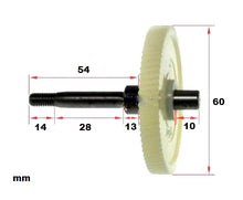 Roata dintata ø 60 mm cu ax ø 12/7 mm, lungime ax 60 mm, pentru rasnita cafea - 526839