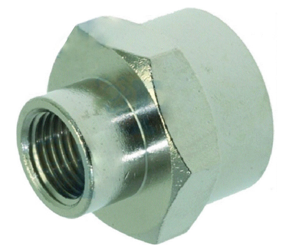 Reducție filet interior A 1/4" filet exterior B 1/2" hexagon 24mm L 25mm alama cromata - 520193