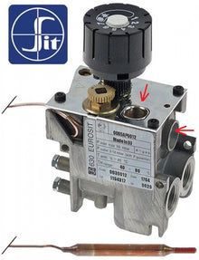Valva de gaz termostatica 630 EUROSIT, 0085AP0012, 40-80°C, Code 0.630.012, racorduri gaz 3/8", pentru bain marie, fara duze de reglaj flacara - 107835