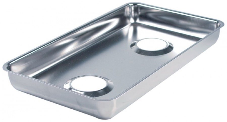 spillage tray L 560 mm W 330 mm H 60 mm ø 85 mm hole ø 85 mm hole distance 285 mm stainless steel