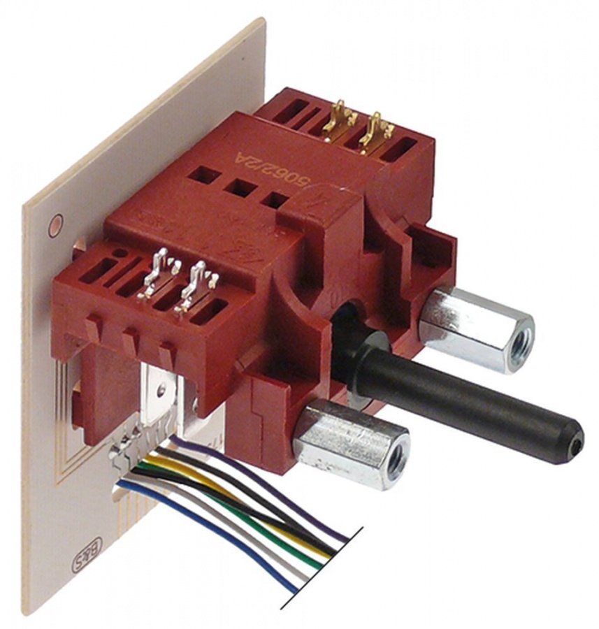 Comutator cu 6 pozitii, 2NO, 1-0-2-3-4-5, ax ø 6x4,6 mm, 6 A - 300051