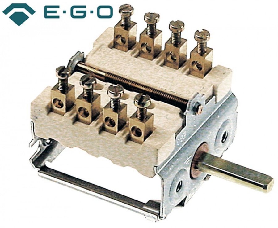 Intrerupator rotativ - selector 0-1, cu 4 contacte 16A, ax ø 6x4,6 mm, EGO 4942915704, 49.42915.704