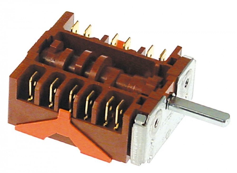 Selector 7 pozitii 0-1-2-3-4-5-6, ax ø 6x4,6 mm, 16A, 250V, EGO 46.27266.813 - 300177