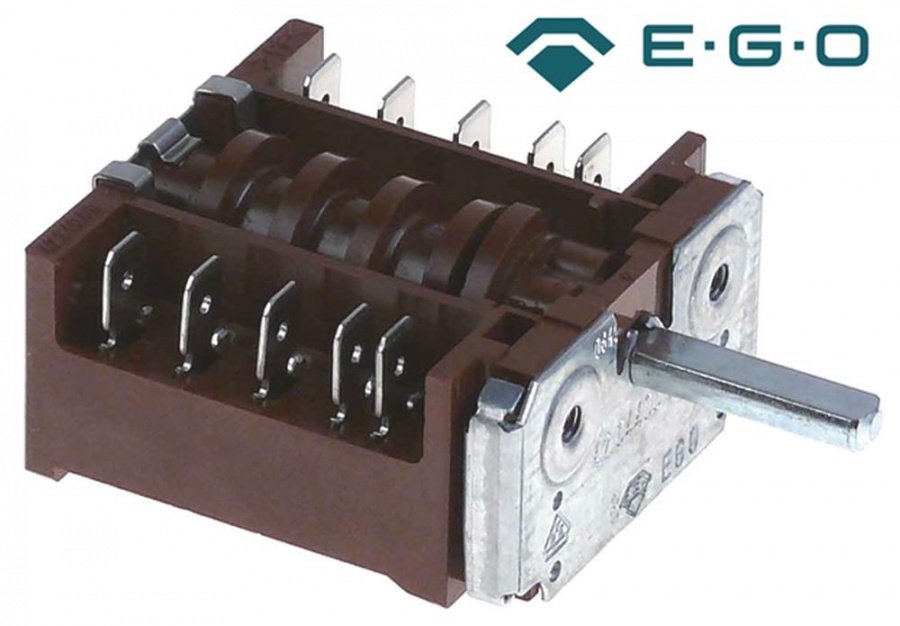 Comutator cu 4 pozitii 0-1-0-2, contacte 16A - 250V, ax ø 6x4,6 mm, L 23 mm, EGO 42.044000.003 - Cod 300229