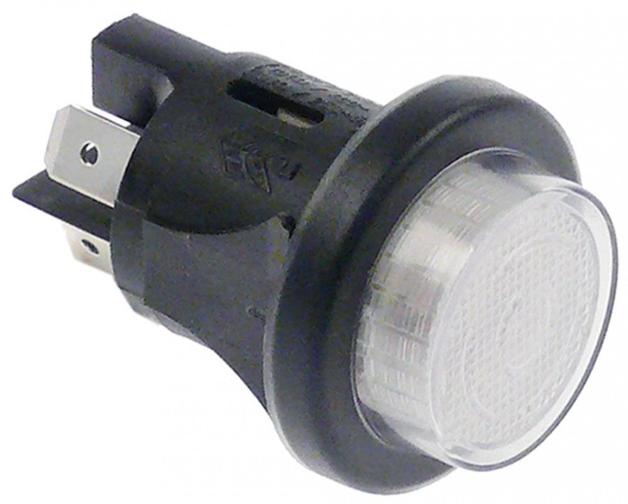 Buton intrerupator 2NO, 16A, 250V, montare  ø 25mm, iluminat alb, conectori 6,3mm - 300256