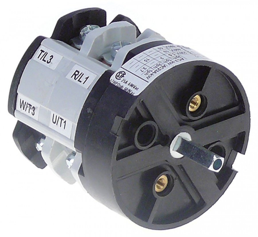 rotary switch 2 operating positions 0-1 4 type CA0250004 600V 25A shaft ø 5x5mm
