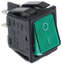 Intrerupator basculant verde cu iluminare, 16 A, 250 V, montare 30 x 22 mm, t. max. 120°C - 301003