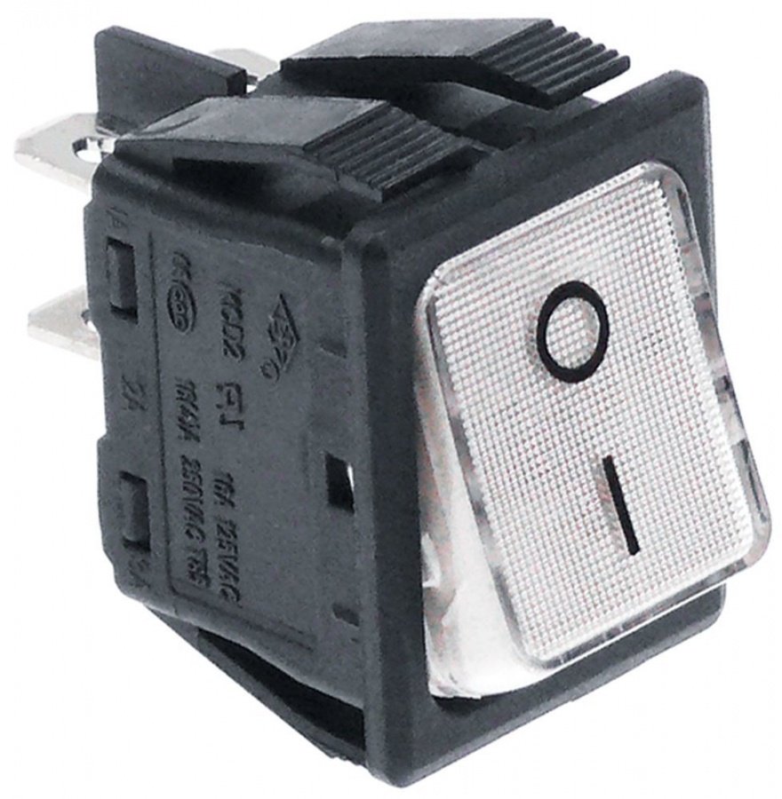Intrerupator basculant O-1, montare 30 x 22 mm, contacte 2 NO, 16 A, 250 V, iluminat - 301009