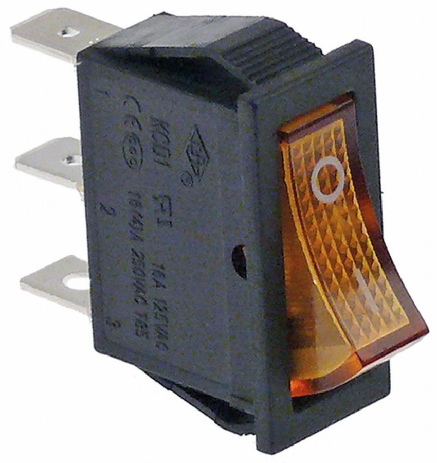 Intrerupator basculant 16 A, 250 V, cu lumina galbena, montare 30x11 mm - 301011