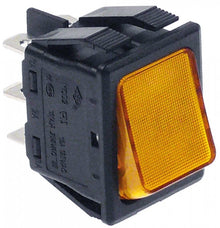 Intrerupator basculant galben, contacte 2CO, 16 A, 250 V, cu lumina, montare 30x22 mm - 301016