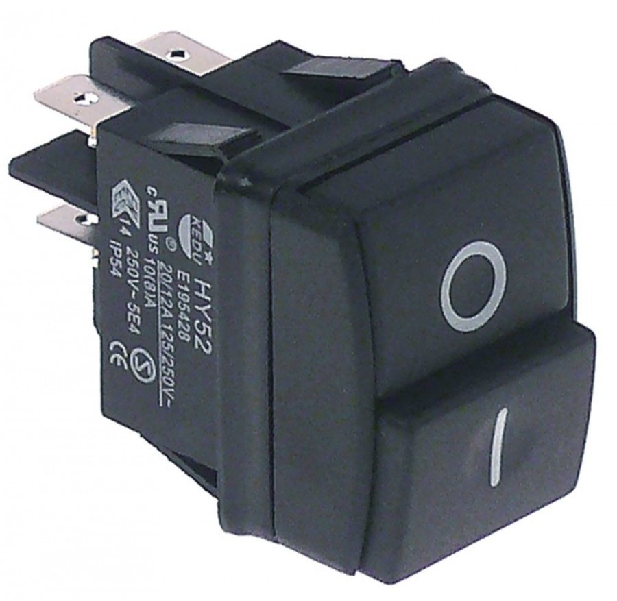 Intrerupator 30x22 mm, 2NO, 250 V, 12 A, simbol 0-1 negru - 301086