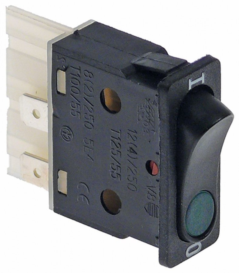 Intrerupator basculant cu 2 contacte in comutatie 2co, 16 a, 250 v, montare 34,2x12,6 mm, cu led - 301139
