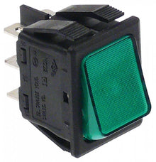 momentary rocker switch 30x22mm green 2CO 250V 16A illuminated connection male faston 6,3mm
