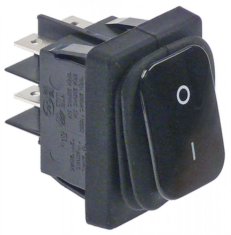 Intrerupator basculant cu burduf etans, contacte 20A, 250V, max, 120°C, montare 30x22mm, negru - 301202