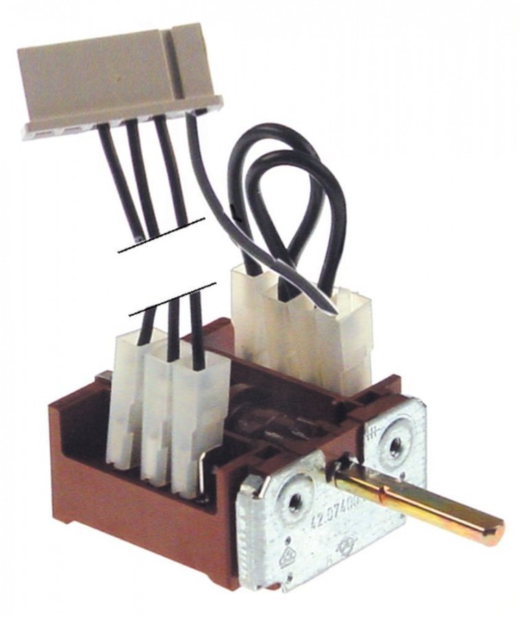 Comutator cu 7 pozitii 0-6, 16 A, 250 V, ax ø 6x4,6 mm, max 150°C - 301223