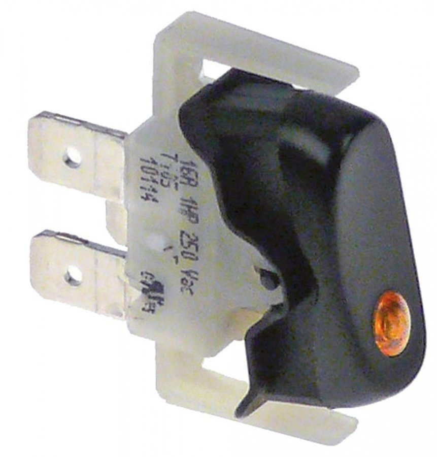 rocker switch black 1NO 250V 16A lighted 1-pole