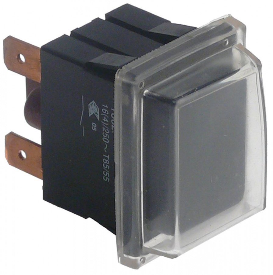 momentary push switch 30x22mm black 1NO 250V 16A connection male faston 6,3mm