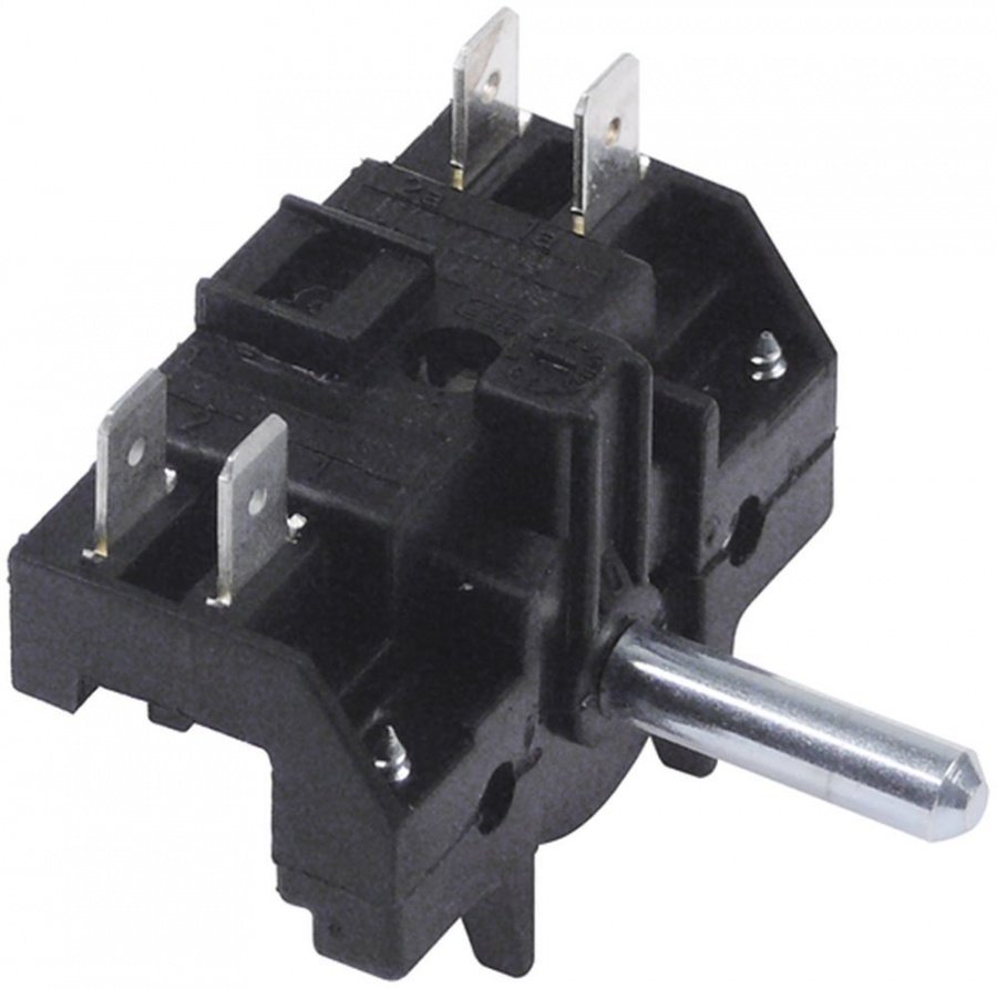 Intrerupator rotativ - selector cu 2 pozitii si 1 contact 16 A, ax ø 6x4,6 mm - 301280