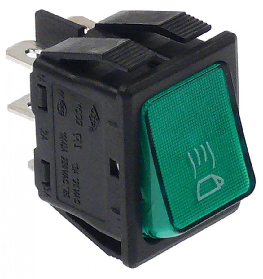 intrerupator basculant dimensiuni de montaj 30x22mm verde 2NO 250V 16A