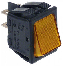 momentary rocker switch 30x22mm orange 2NO 250 V 16 A illuminated connection male faston 6.3mm