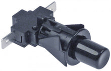 push switch mounting ø 16mm black 1NO 250V 16A connection male faston 6,3mm