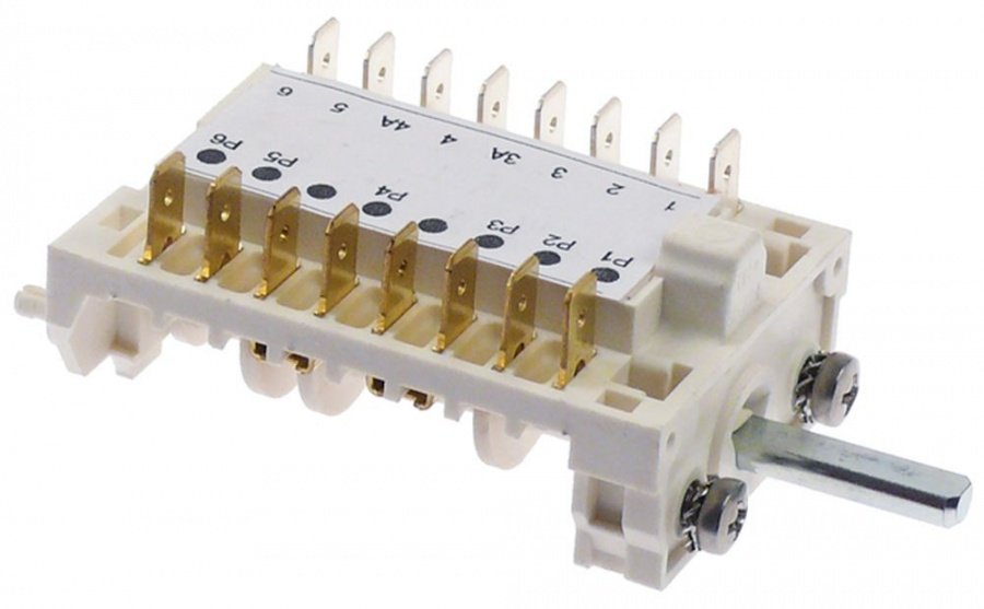 operation switch 5 operating positions 1-0-2-3-4 switching sequence 8NO 16A shaft ø 6x4,6mm
