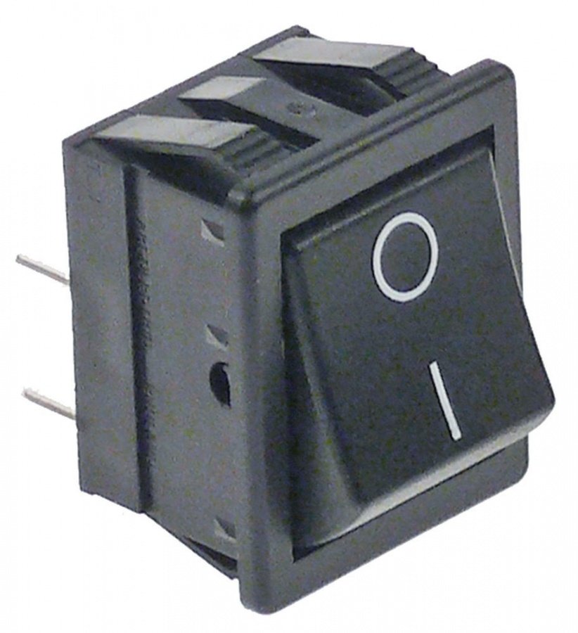 rocker switch 28,5x22mm black 2NO 240V 16A 0-1 connection male faston 6,3mm