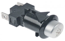 momentary push switch mounting ø 20,6x16,4mm silver 1NO 250V 16A connection male faston 6,3mm