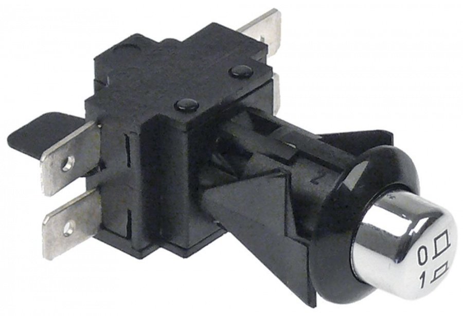 push switch mounting ø 16mm chrome 2NO 250V 16A connection male faston 6,3mm