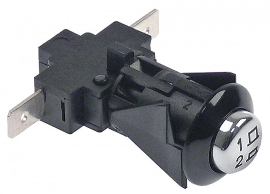 push switch mounting ø 16mm chrome 1NO 250V 16A connection male faston 6,3mm