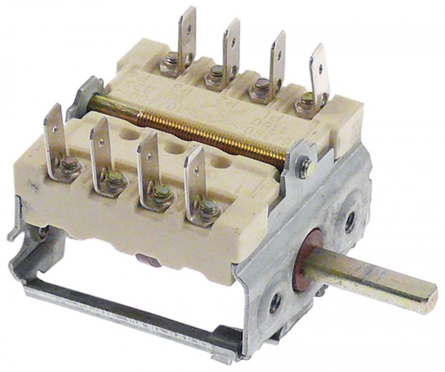 Comutator cu 3 pozitii 1-0-2, contacte 4NO, 16A, ax ø 6x4,6 mm - 301315