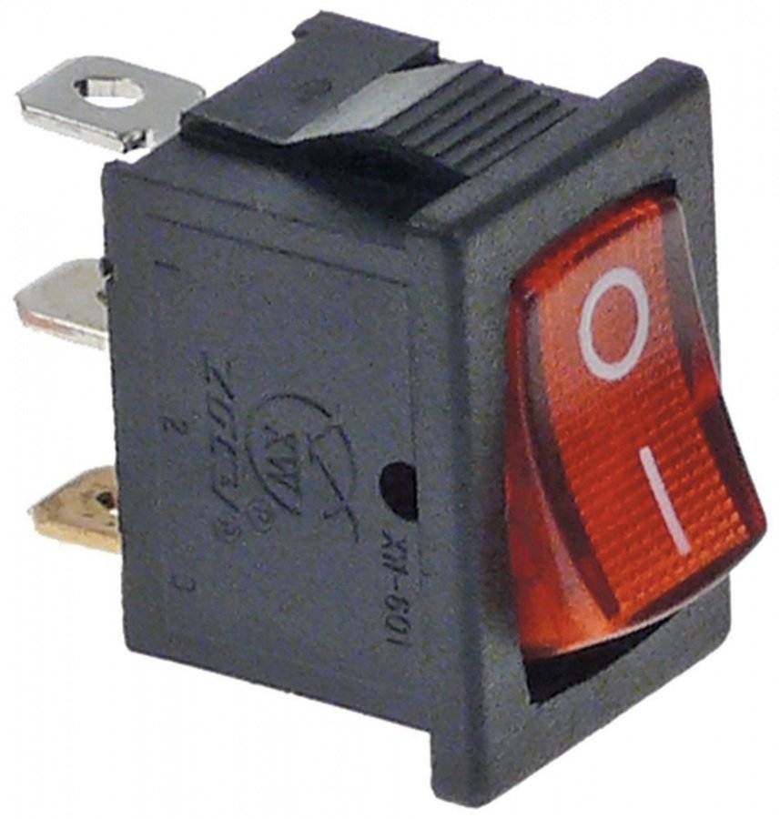 intrerupator basculant dimensiuni de montaj 19x13mm roșu 1NO 250V 10A